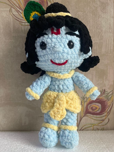Handmade Crochet Krishna Doll | Soft Amigurumi Kanha Plush🦚