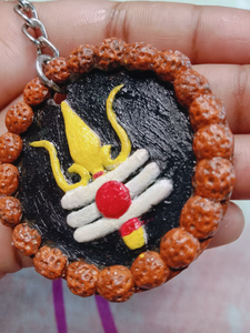 Trisul & Rudraksh Hand Made Keychain