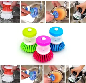 Automatic Soap Dispensing Dish Scrub Brush - Kitchen Cleaning Tool for Utensils & Pots (Set of 3)