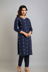 Women Cotton Blend Kurti Palazzo Set