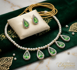 Green Kundan Pearl Necklace Set