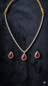 Stone Necklace With Red Pendant