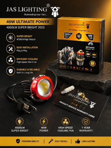 JAS Lighting JS133 40W LED Projector Headlight Bulb | 4000 Lumens Super Bright | White & Yellow Beam | Bike & Scooter LED Light