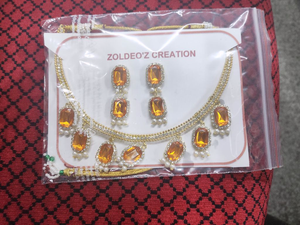 Orange Stone Necklace Set