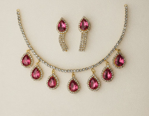 Necklace Set (Pink Drop Shape)