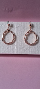 ✨ Rose Gold Geometric Crystal Drop Earrings – Elegant Party Jewelry ✨