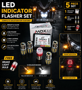 Moxi Flasher| Bike LED Indicator Relay + 4 LED Bulb Combo Pack With 1 Breaklight Bulb Free 
TAJ REDIUM & CAR DECOR MANDAWARI