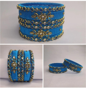 THREAD BANGELS FASHION 6 PC SET BLUE