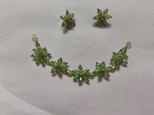 Parijatak Necklace Set (Big Green Crystal)