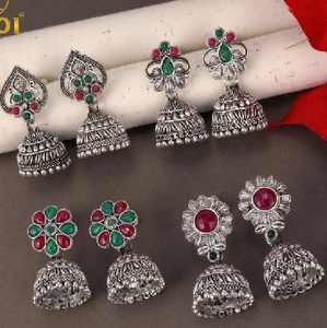 Oxidised Silver Jhumka