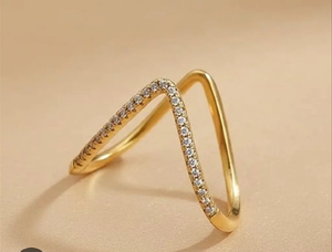 V Shape Stone Beaded Ring