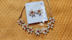 Parijatak Necklace Set (Big)(white Pearl)