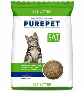 Purepet Cat Litter for All Breeds 5kg | Lavender Fragrance | Pet Friendly | Litter Tray Refill