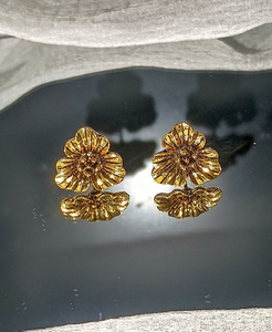 Golden Bloom Textured Flower Studs