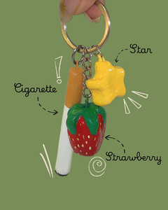 Strawberry And Cigarette Keychain