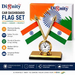Dignity Premium Car Dashboard Indian Flag with Analog Clock | Metal Base | Decorative Car Dashboard Accessory

TAJ REDIUM & CAR DECOR MANDAWARI