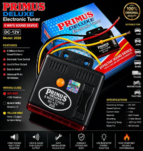 Primus Deluxe 8 Way Electronic Horn Tuner DC 12V | Multi Tone Sound Device for Car, Bike & All Vehicles 
TAJ REDIUM & CAR DECOR MANDAWARI