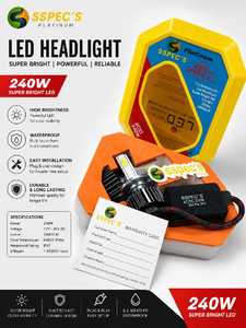 SSPEC'S Platinum 240W LED Headlight Bulb | Ultra Bright White Light | Universal Bike & Car Headlamp | 12V-80V