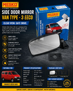 MESKO Side Door Mirror for Maruti Eeco Van Type 3 | High Visibility Manual Rear View Mirror | Black Finish

TAJ REDIUM & CAR DECOR MANDAWARI